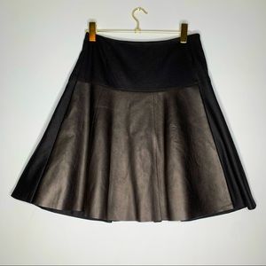 Akris Napa Lamb Leather Wool A-Line Midi Skirt 6
